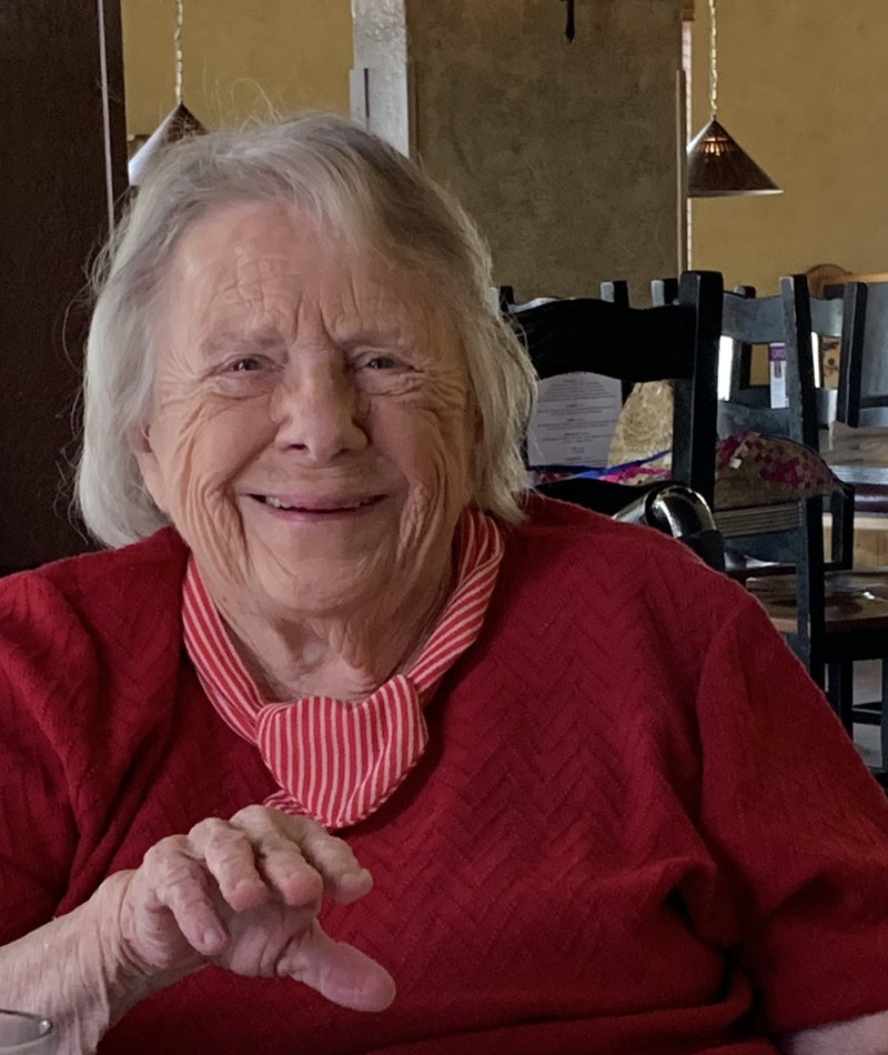 Ruth Fugate smiling at her 100th birthday lunch
